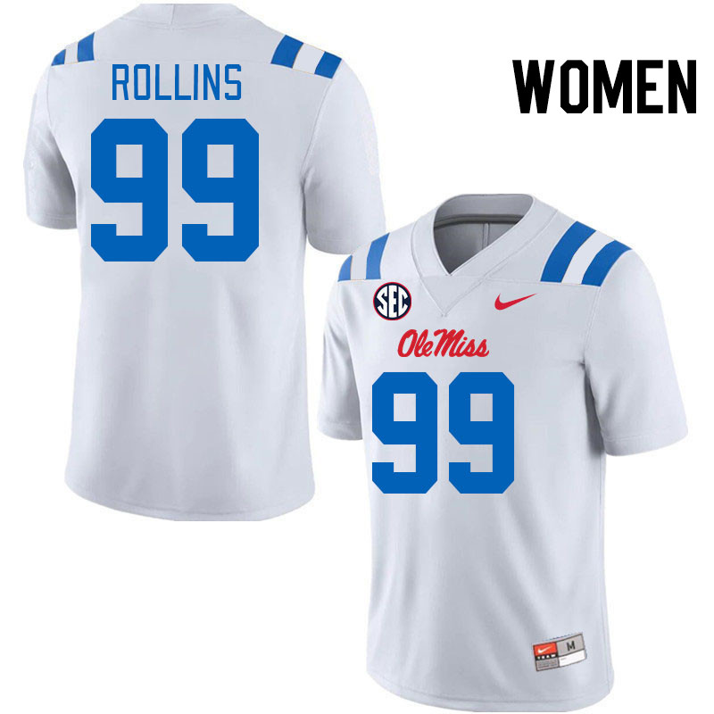 Women #99 DeSanto Rollins Ole Miss Rebels 2024 New Uniforms College Football Jerseys Stitched-White